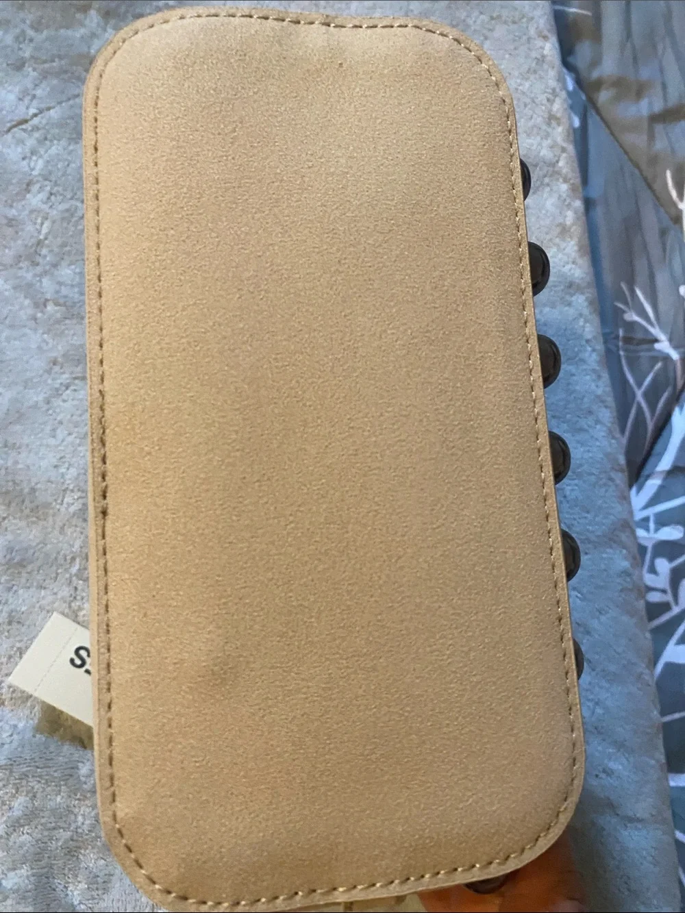 New No Boundaries Stud-Trim Tan Crossbody Bag with Buckle Strap